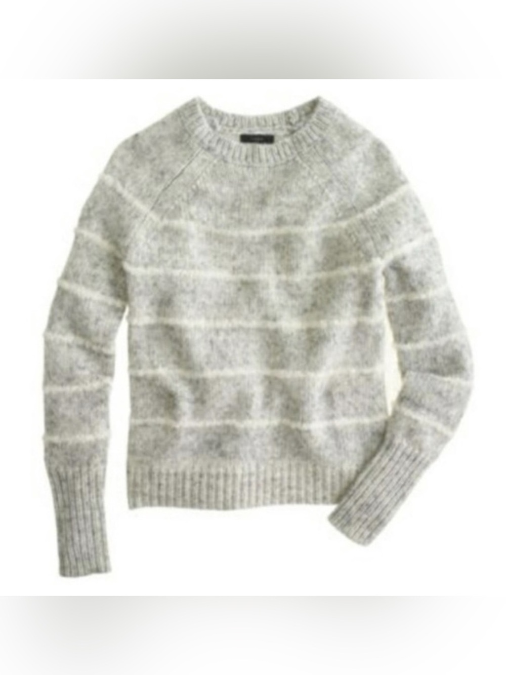 J CREW Merino Wool Blend Striped Crewneck Mohair Gray & White Long Sleeve XS